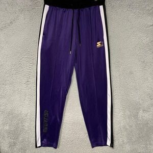 VTG Starter Black Label Track Pants Men Sz M Purple Side Stripe Embroider Jogger